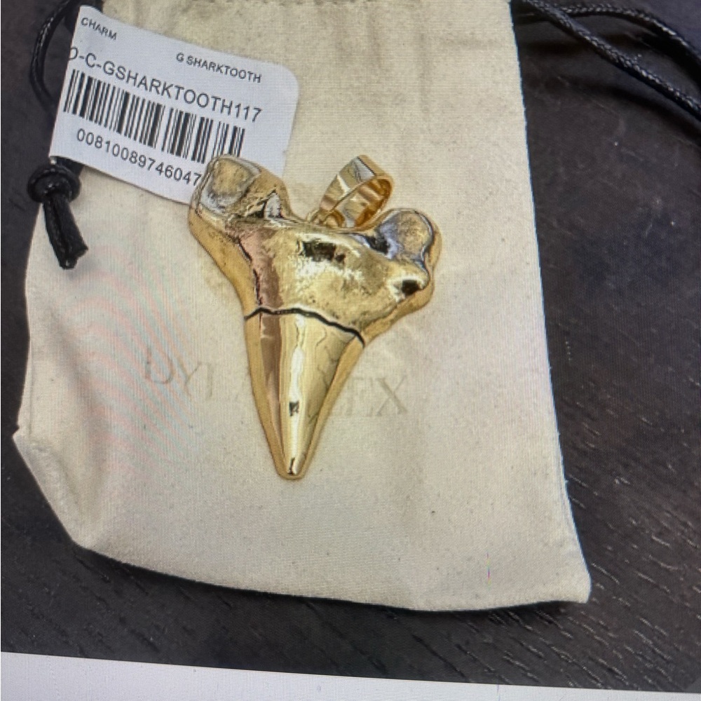 Gold Shark Tooth Pendant Charm 18k gold plated